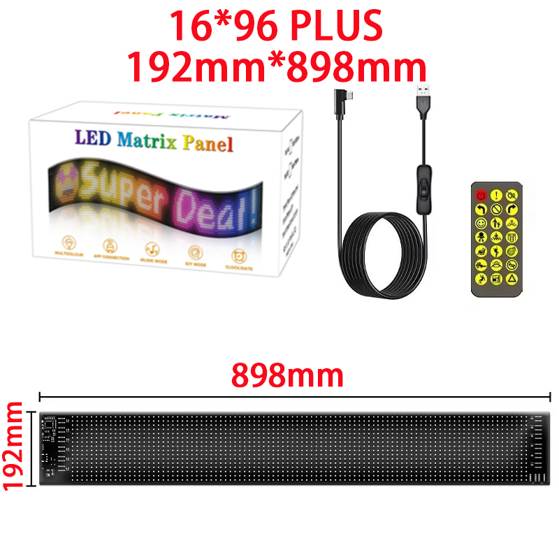 Pixel Art Led Panel - 【16x96 LED PLus】【192mm*898mm】【120mm*595mm】16x96 Kamyon Gözler RGB